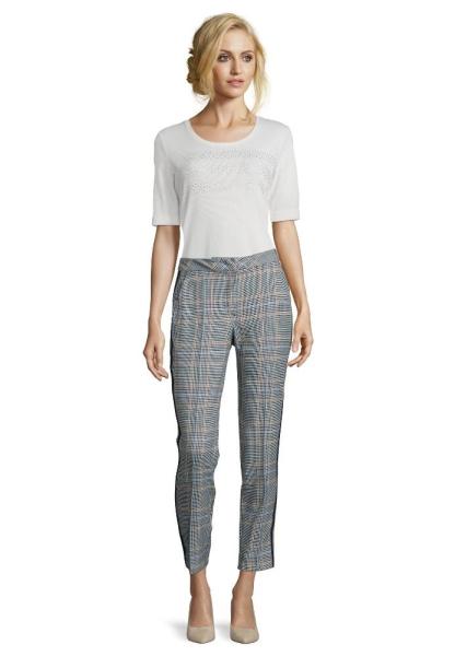 Betty Barclay Hose Regular Fit kariert blau beige 60791052 36 | 7889 Camel/Dark | 