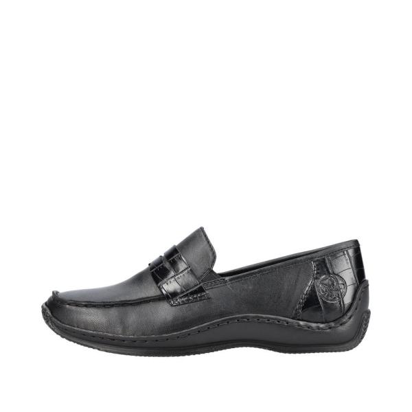 Rieker Antistress Damen Slipper Schlupfschuh Leder schwarz S22  L1752-00 41 | schwarz/schwarz | E