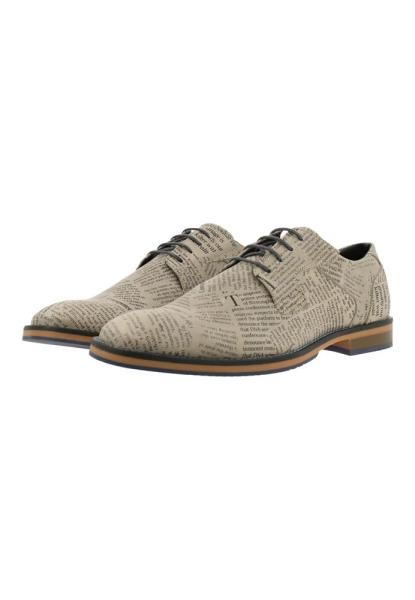 Bullboxer Herren Schnürer Zeitungsdruck elegant beige S13 663K21008A 