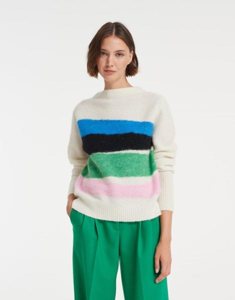 OPUS Strickpullover Polora Colorblock weiß S22 10126410963148 