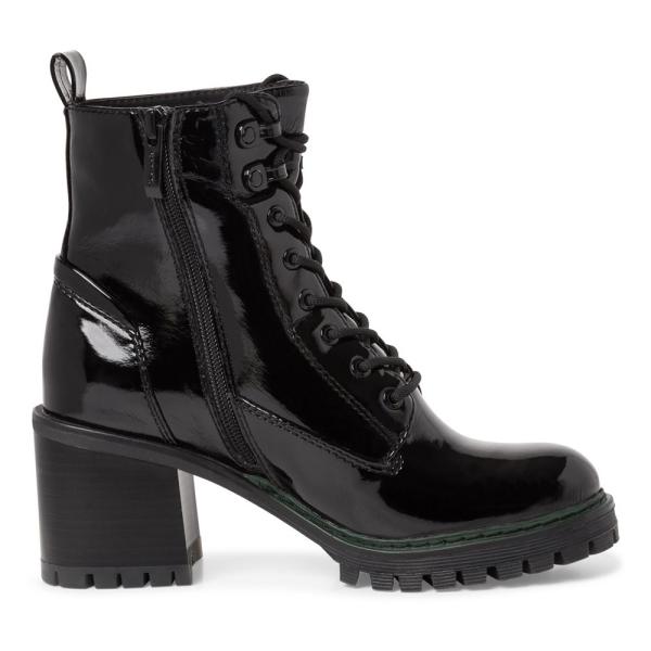 Tamaris Stiefelette Blockabsatz Lack TOUCHit Fußbett schwarz S22  1-1-25241-29 