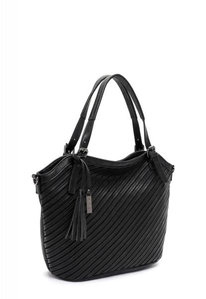 Tamaris Shopper Handtasche Julina Streifen- Design schwarz S22 32026,100 