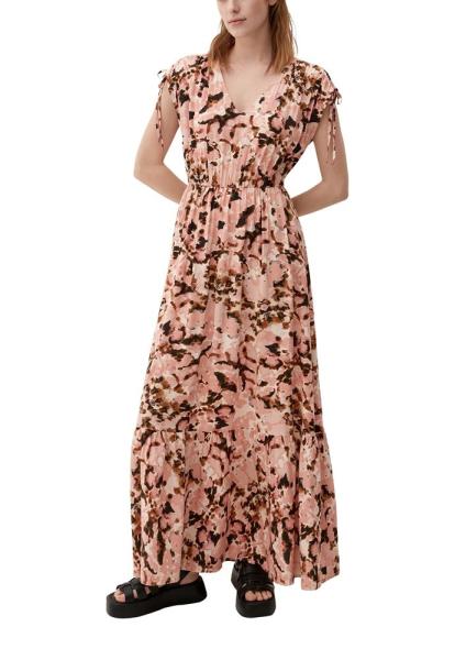 QS designed by Maxi-Kleid aus Viskose orange S23  2124787 