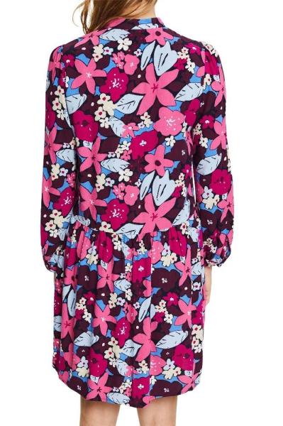 EDC Blusenkleid mit Blumen-Print; LENZING™ ECOVERO™ 032CC1E306 XL | C404 NAVY 5 | 