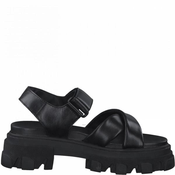 Marco Tozzi Sandale Leder derbe Sohle schwarz S12 2-2-28786-28 38 | 001 BLACK | 