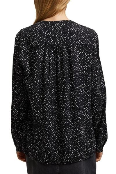 EDC Bluse Henley mit Print Viskose Stegkragen  schwarz 991CC1F317 