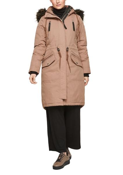 QS designed by Parka Wintermantel Wetterfest  Webpelz beige S21 2064848 