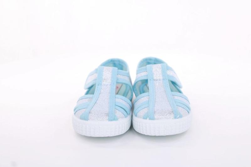 s`knöpfli Kinder Hausschuh Mädchen Glitzer- Effekt blau S13 V28970 
