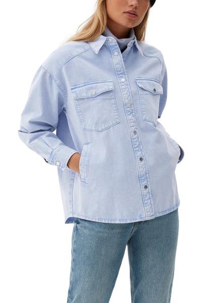 QS designed by Denimbluse Loose Fit Druckknopfleiste Raffung blau S22 2124264 