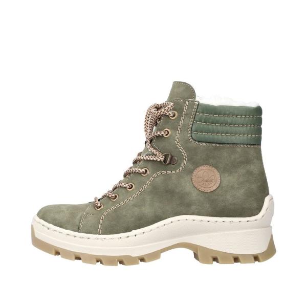 Rieker Antistress Damen Schnürboot markanter Sohle Warmfutter grün S22 X9334-54 