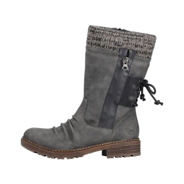 Rieker Antistress Damen Stiefel Strickbund TEX- Membran kuscheliges Warmfutter grau S22 Z4756-45 