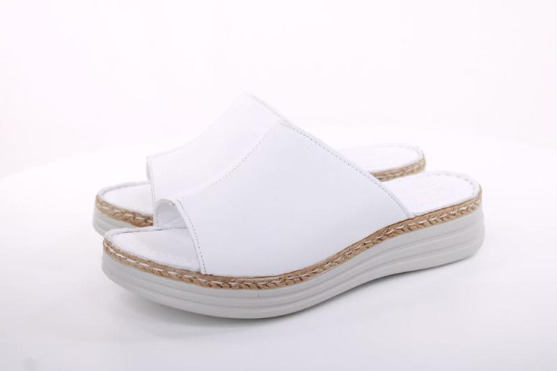 PETER ERIKSON Damen Pantolette Leder Comfort- Fußbett weiß, schwarz S13 231536 
