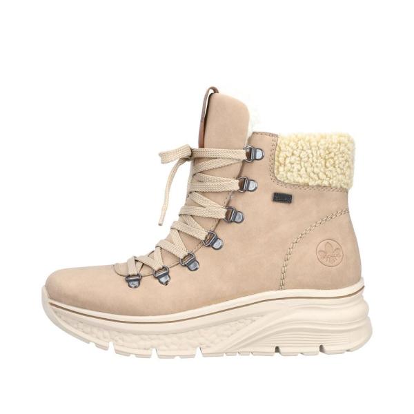 Rieker Antistress Damen Schürboot Schnürstiefelette TEX- Membran Warmfutter beige S22 48034-20 36 | camel/nuss/beig | F