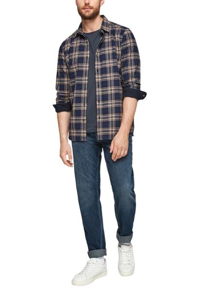 s.Oliver Hemd kariert Slim Stretchhemd blau S21 2106433 