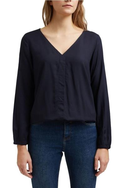 EDC Bluse V-Ausschnitt LENZING ECOVERO  blau S12 991CC1F311 XS | C400 NAVY | 