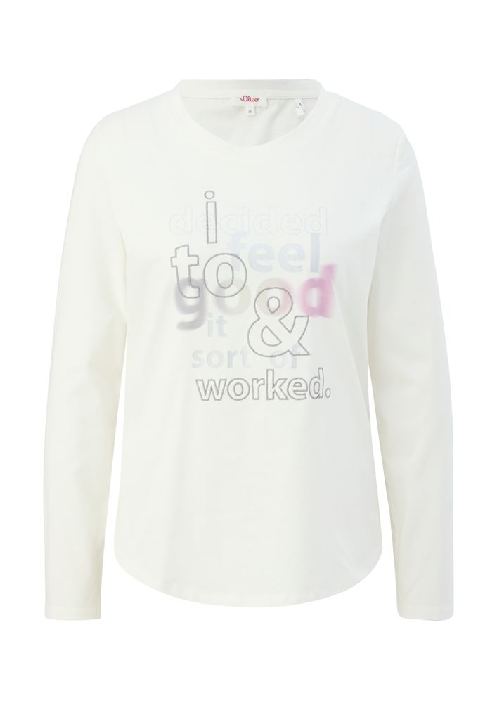 s.Oliver Lomgsleeve mit Artwork weiß S22  2125329 38 | 02D0 WHITE | 