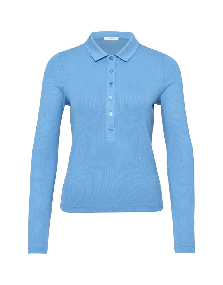 OPUS Poloshirt Sisabelle langarm blau S12 10012610213115 