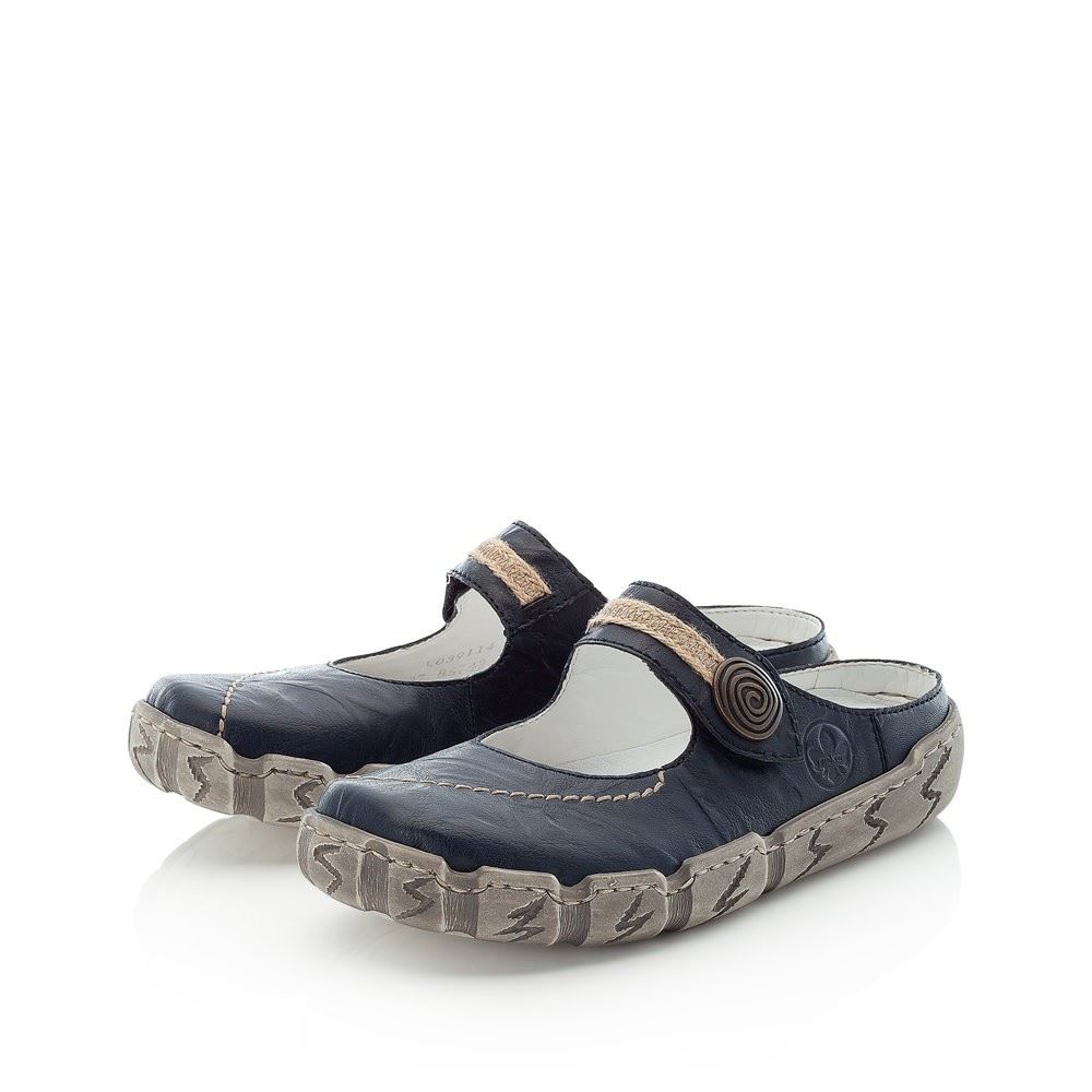 Rieker Pantolette Clogs Leder Antistress blau L0391-14 