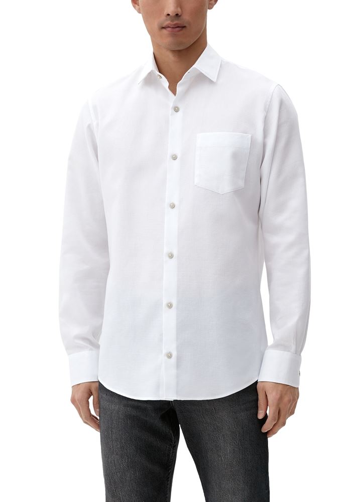 s.Oliver Langarm-Hemd mit Strukturmuster S22 2125781 XXL | 0100 WHITE | 