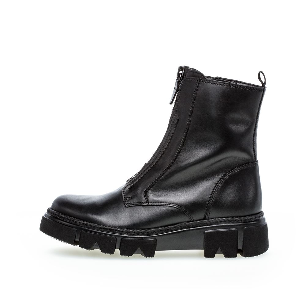Gabor Bikerboot Stiefelette Leder Reißverschluss Wechselfußbett schwarz S22 91.733.27 