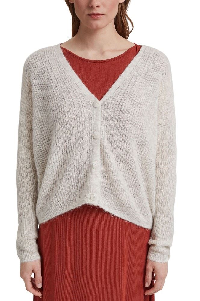 ESPRIT Cardigan aus Rippstrick mit Wolle/Alpaka 991EO1I310 