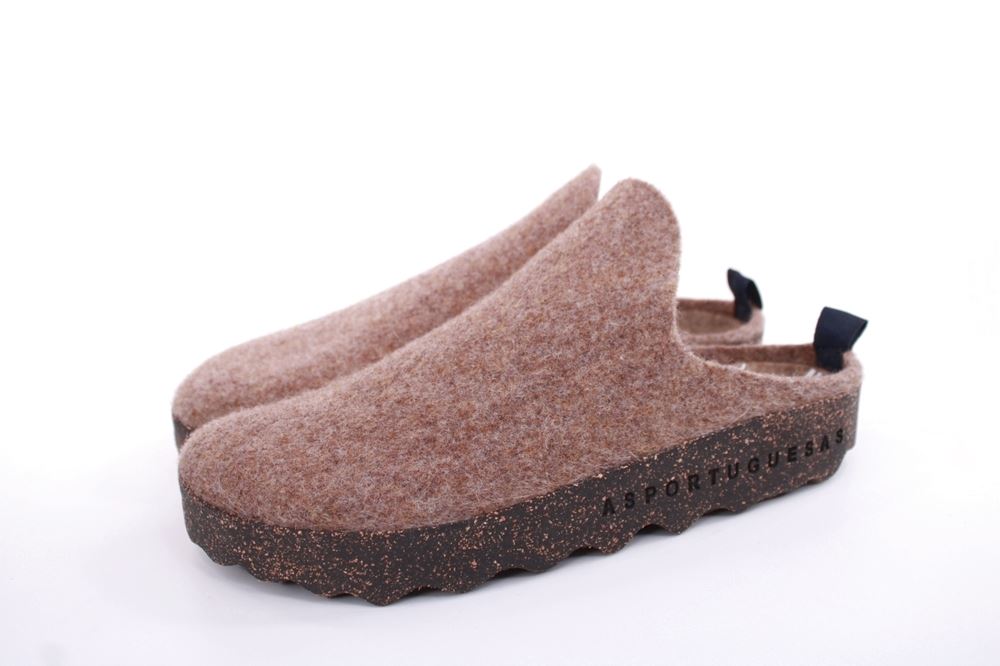 ASPORTUGUESAS Herren Pantolette Wolle Kork vegan Nachhaltig beige S22 P018061006 41 | taupe | 