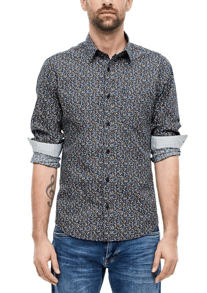 s.Oliver Hemd Langarm AOP 2036499 XL | 59A1 dark night | 
