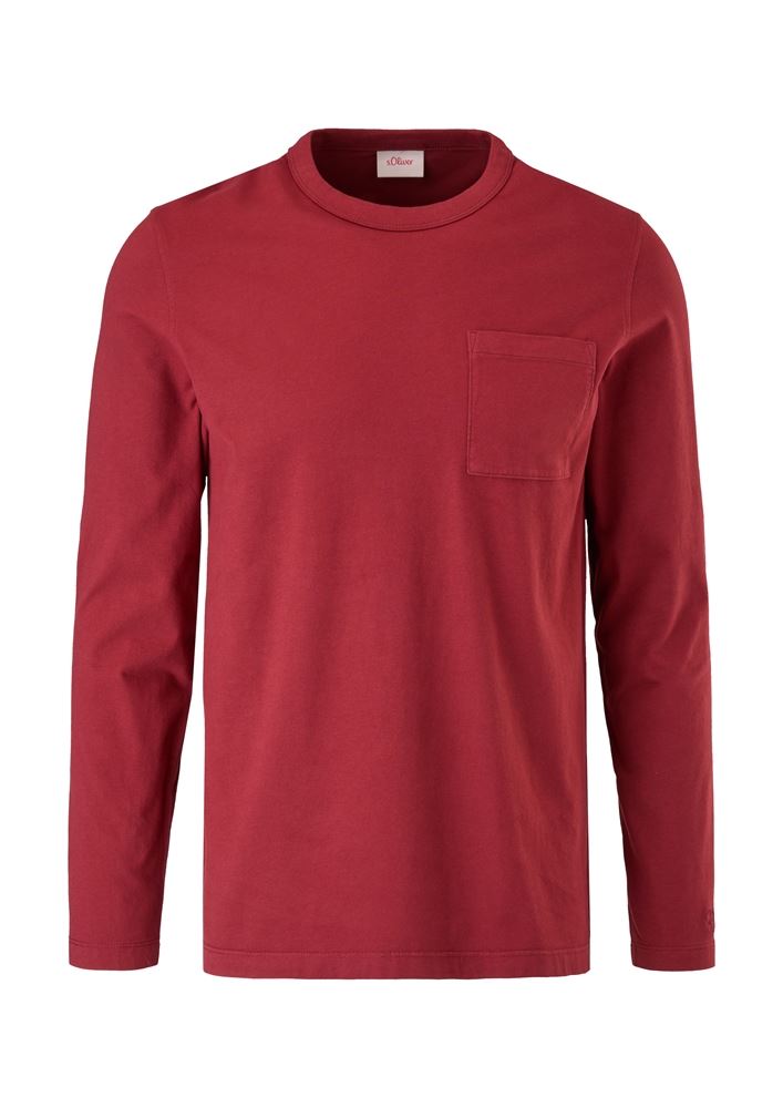 s.Oliver Herren Longsleeve Brusttasche Rundhalsausschnitt rot, grün S22 2119204 