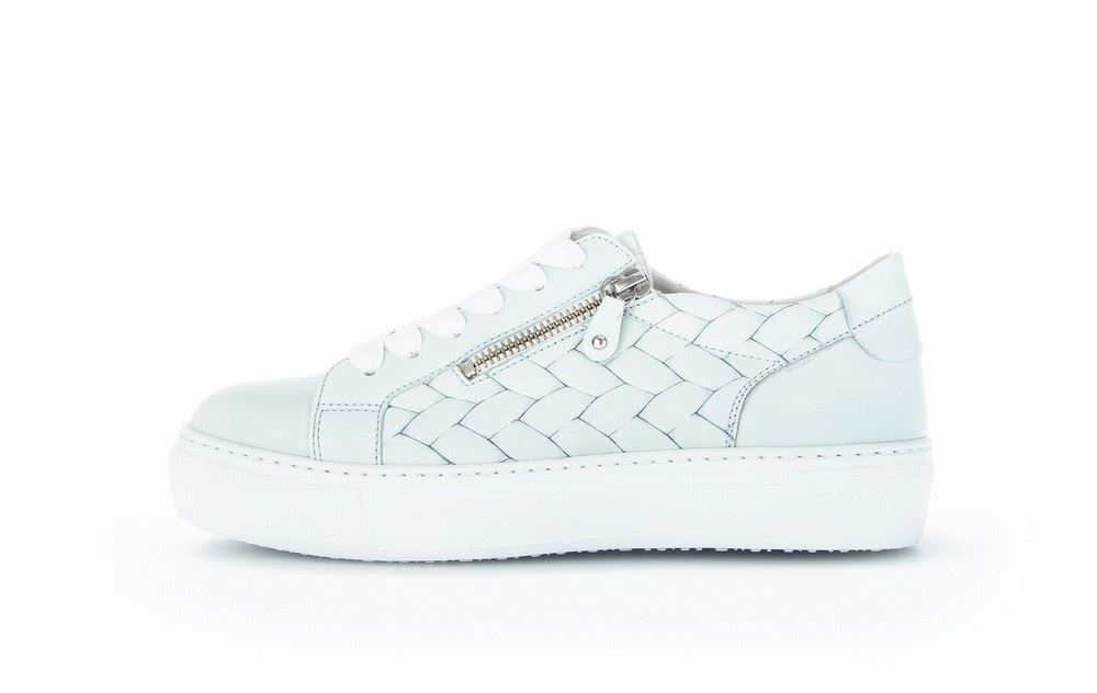 Gabor Sneaker low Leder Flechtoptik Wechselfußbett blau S12 83.324.26 