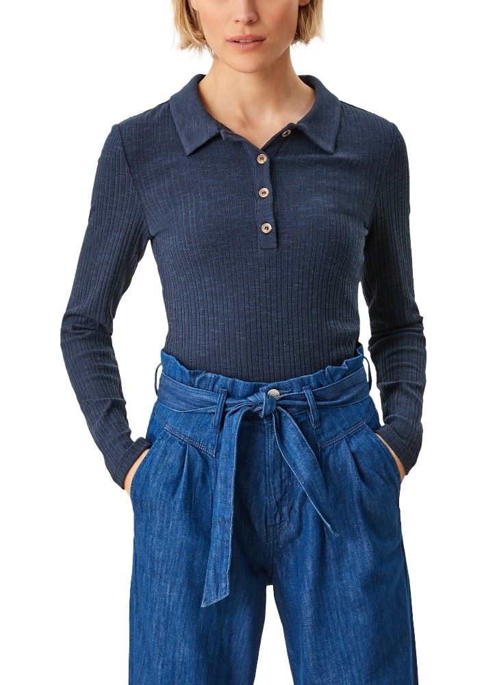 s.Oliver Longsleeve mit Hemdkragen blau und grau 2117577 