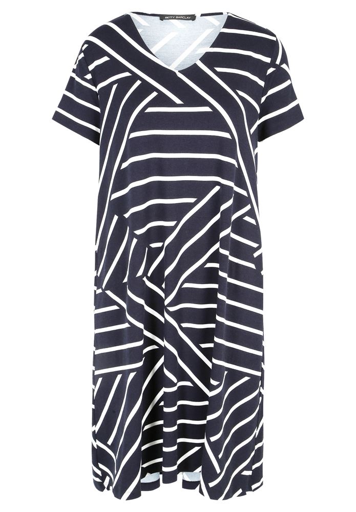 Betty Barclay Sommerkleid grafischer Print überschnittener Ärmel blau S13 13801406 
