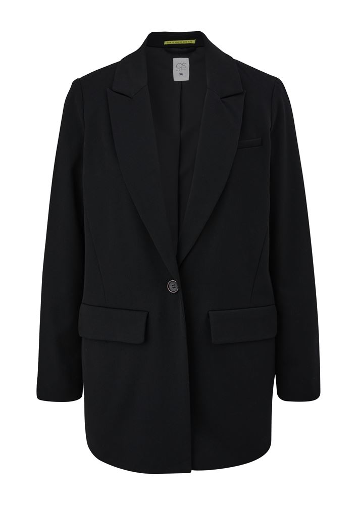 QS designed by Longblazer Viskosestretch Gehschlitz Pattentaschen Reverskragen schwarz S22 2125271 36 | 9999 GREY/BLACK | 