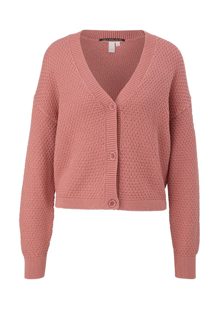 QS desinged by Strickcardigan V- Ausschnitt Knopfleiste rosa,lila, schwarz S22 2125126 XS | 2068 ORANGE | 