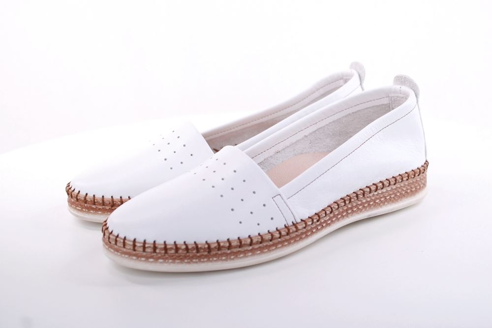 PETER ERIKSON Damen Slipper Loafer Leder Comfort- Fußbett weiß, blau S13 221591 