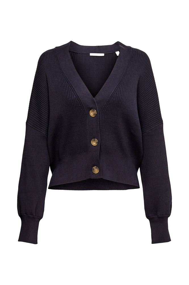 EDC Strick- Cardigan Knopfleiste V- Ausschnitt Boxy-Schnitt blau, lila S12  992CC1I317 