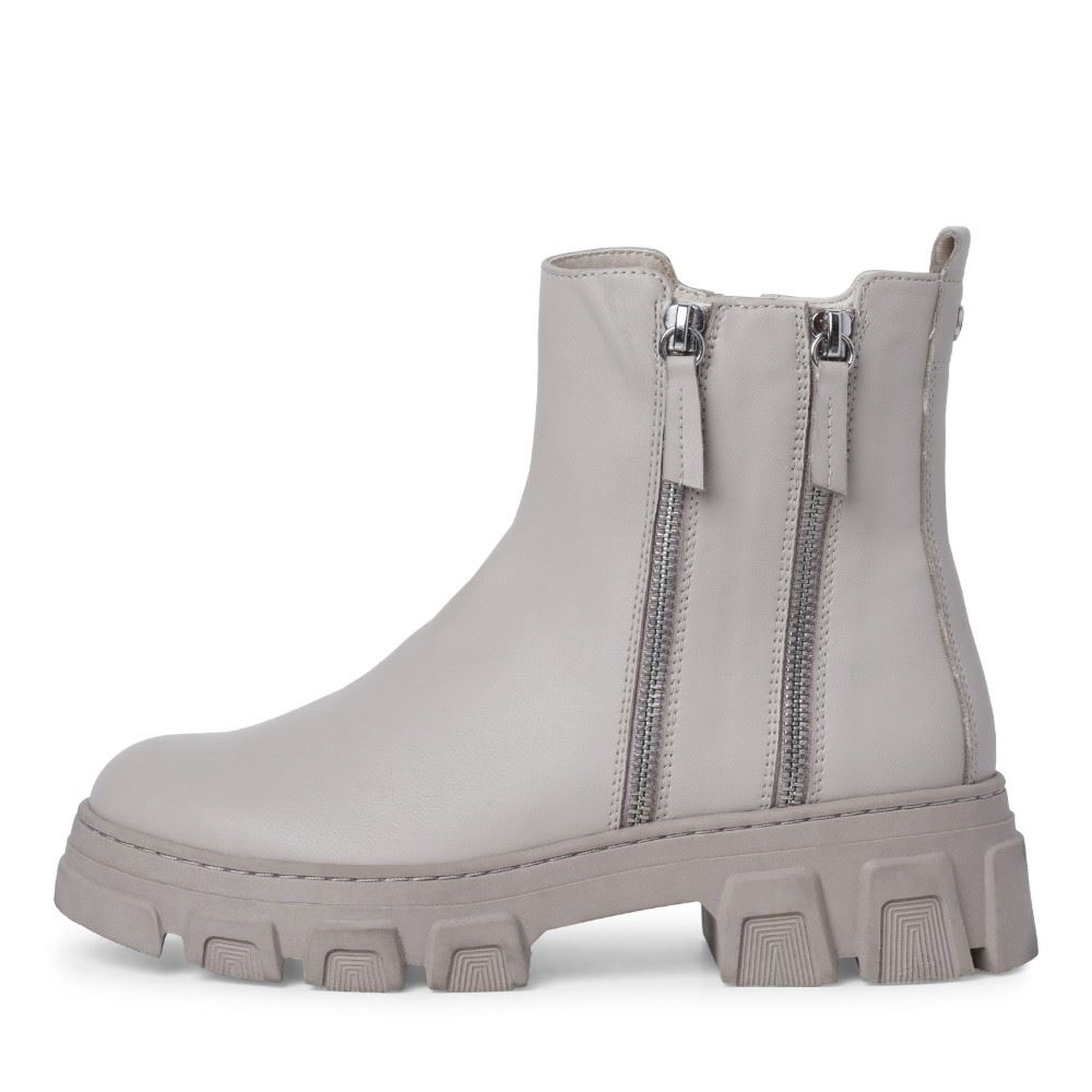 Tamaris Stiefelette derbe Sohle Zierreißverschlüße Wechselfußbett grau schwarz S22 1-1-25907-29 38 | 249 PALE GREY | 