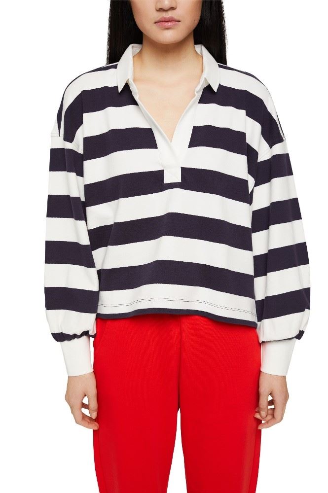 EDC Sweatshirt mit Polokragen aus 100% Baumwolle 022CC1J309 