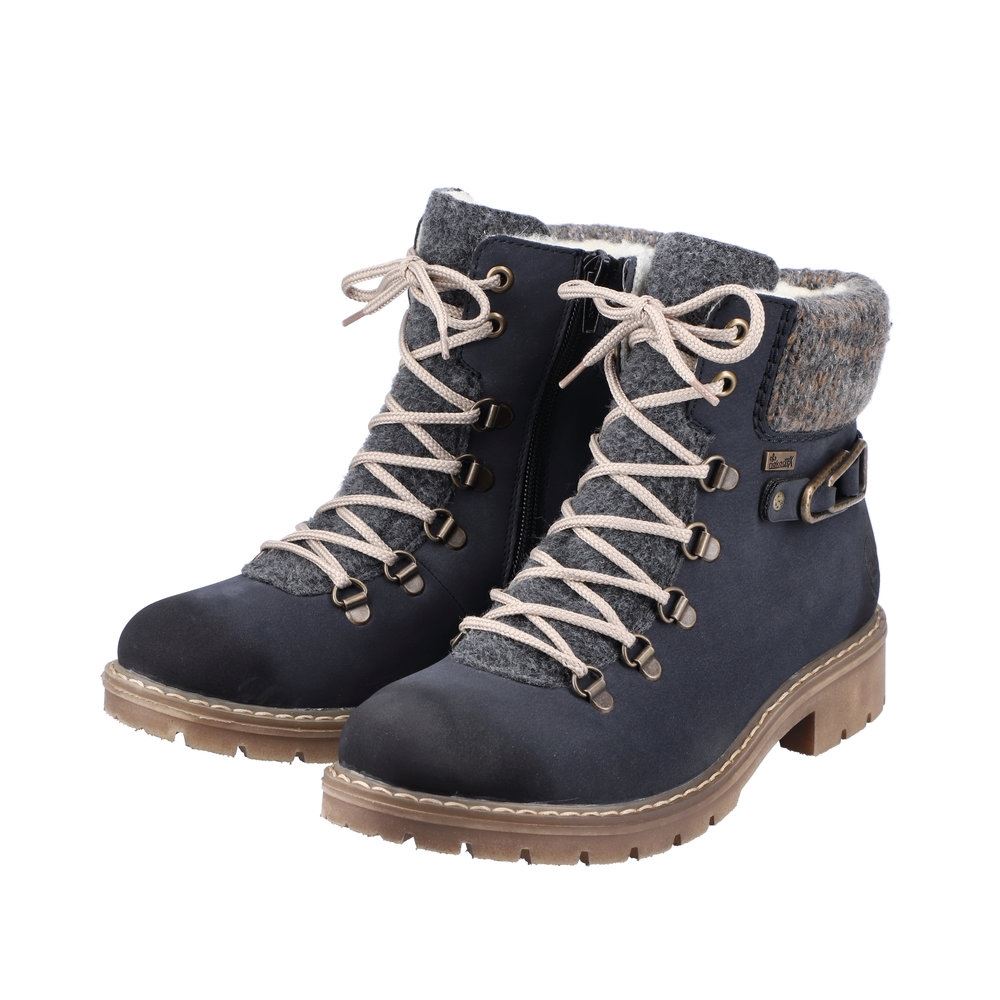 Rieker Antistress Schnürstiefel Boots Lammwolle TEX-Membran  blau S21  Y9131-14 41 | pazifik/anthraz | F