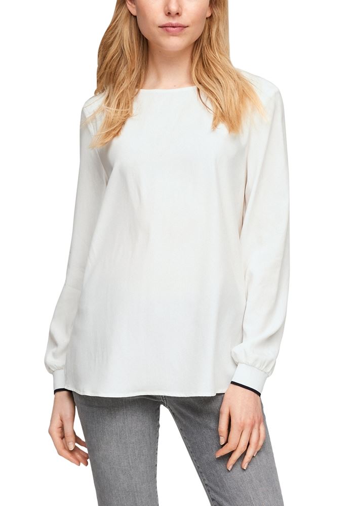 s.Oliver Bluse Langarm Rundhals Rippbündchen S20 2056581 
