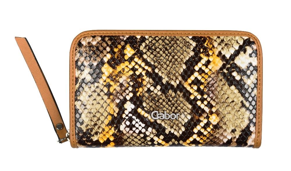 Gabor Geldbörse mit Reißverschluss Damen, Braun, Serena, 16,5x2,5x10,5 cm, Geldbeutel, Portemonnaie, Snake 8452 177 