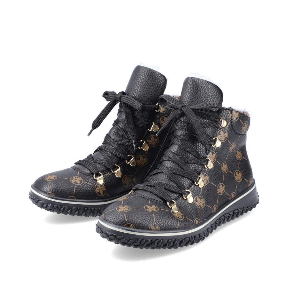 Rieker Antistress Schnürboot Schnürschuh Logo- Print schwarz  S21 Z4235-00 37 | schwarz/terra | E