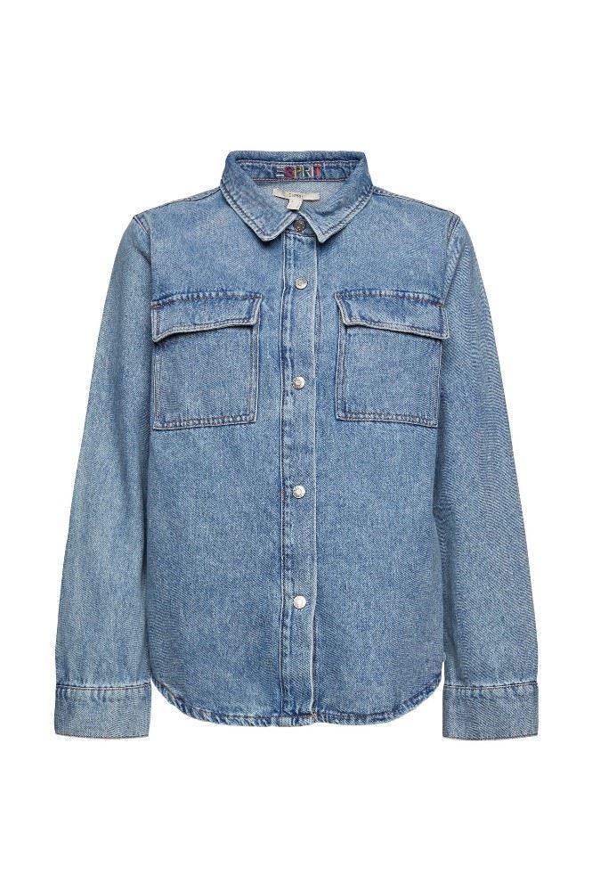 ESPRIT Jeans Jacke Bluse Umlegekragen Knopfleiste  Bruttaschen blau S12 022EE1G318 M | E902 BLUE MEDIU | 