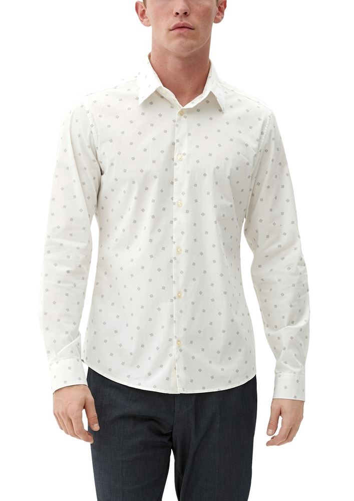 s.Oliver Hemd mit Allovermuster S22 2125763 M | 01A4 WHITE | 