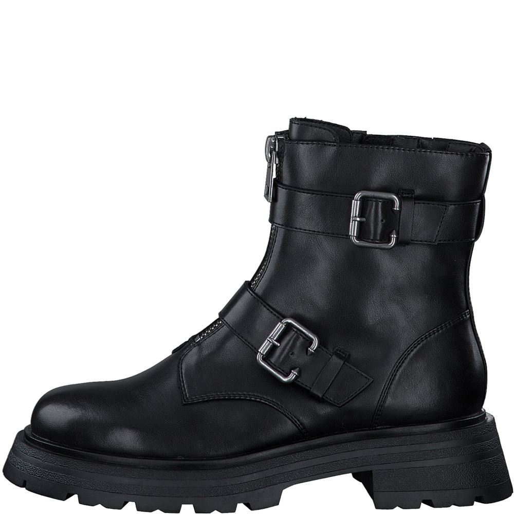 Tamaris Boots Stiefeletten Leder Zierschnallen schwarz S23 1-25320-41 