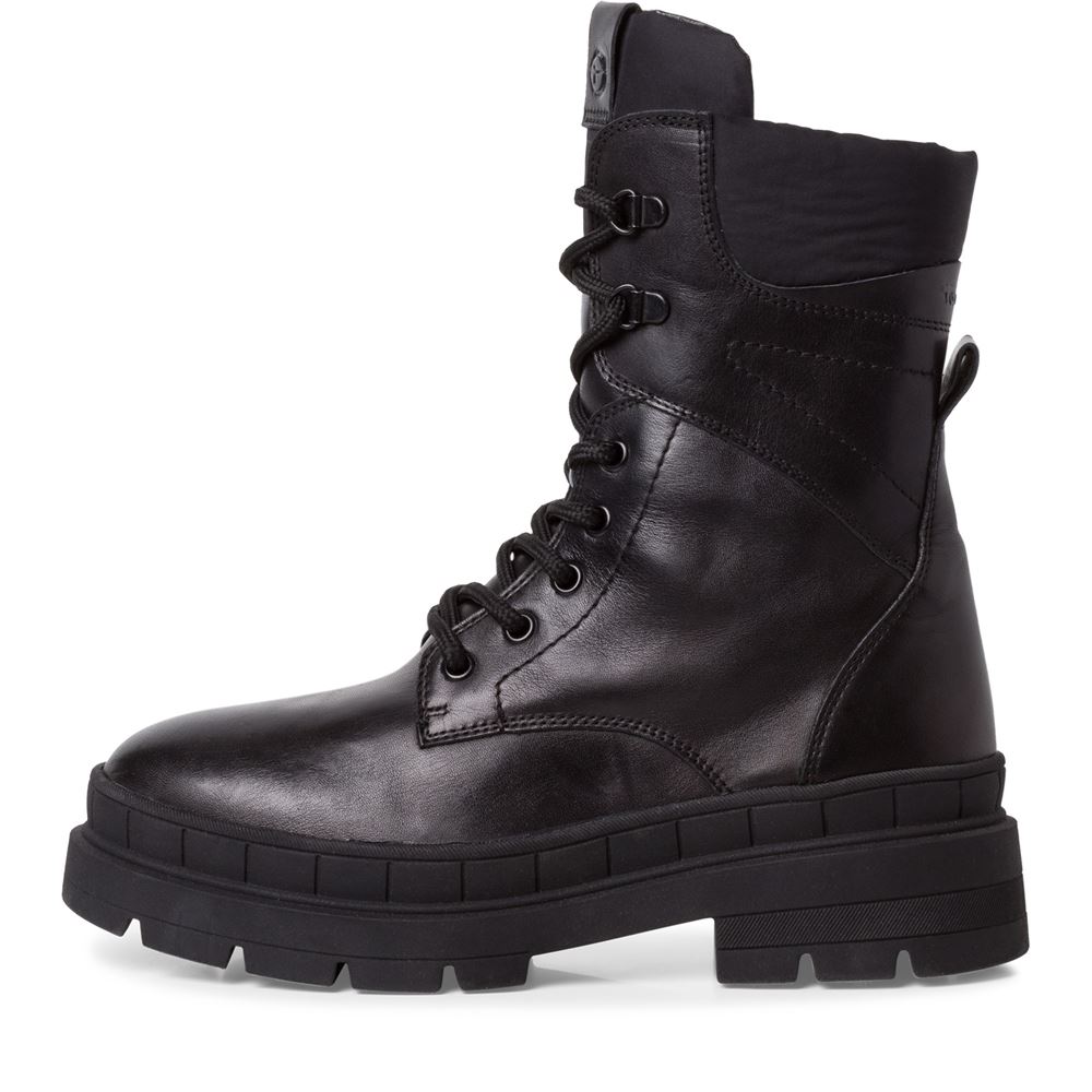 Tamaris Schnürboots Schnürstiefel derbe Sohle TOUCHit-Fußbett schwarz S22 1-1-25209-29 39 | 003 BLACK LEATH | 