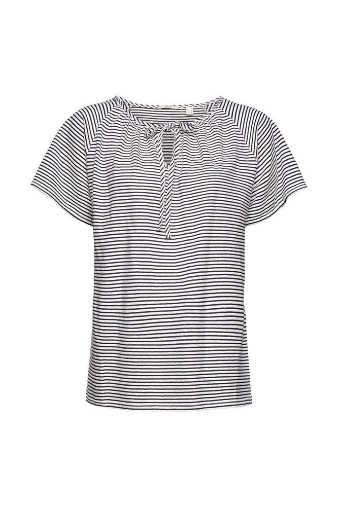 ESPRIT T- Shirt gestreift Leinenmix weiß S12 052EE1K317 S | E110 OFF WHITE | 