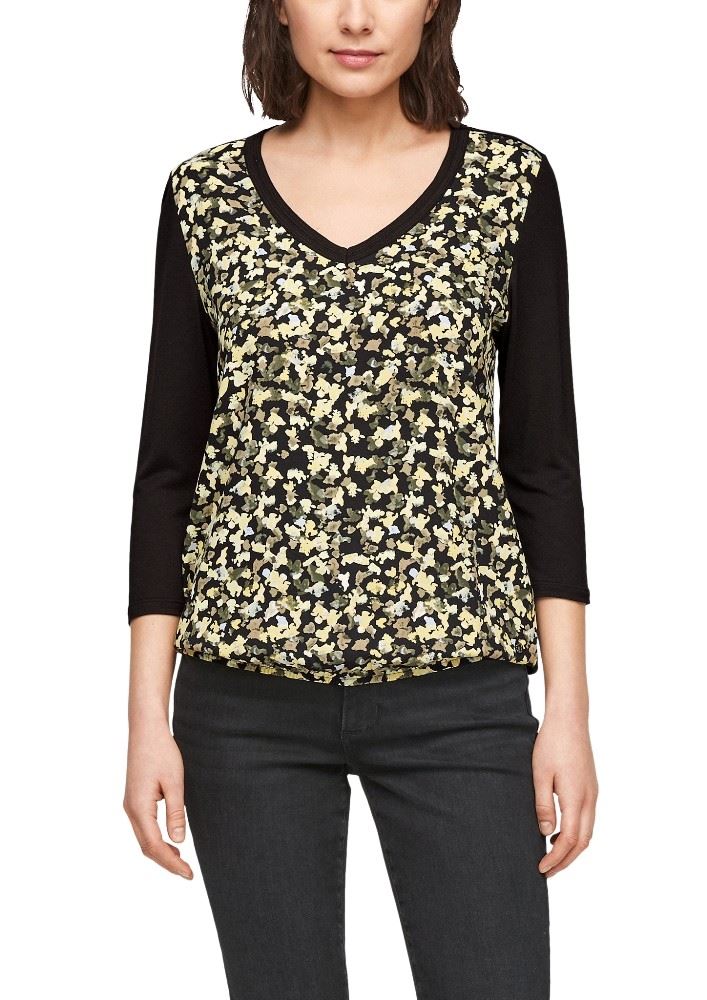 s.Oliver Shirt im Fabric - Mix 2060844 38 | 99B0 Black All | 