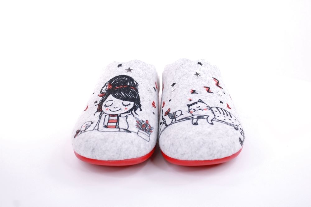 s`knöpfli Damen Hausschuhe Pantolette Wechselfußbett grau S22 Z28305P 35 | fieltro gris | 