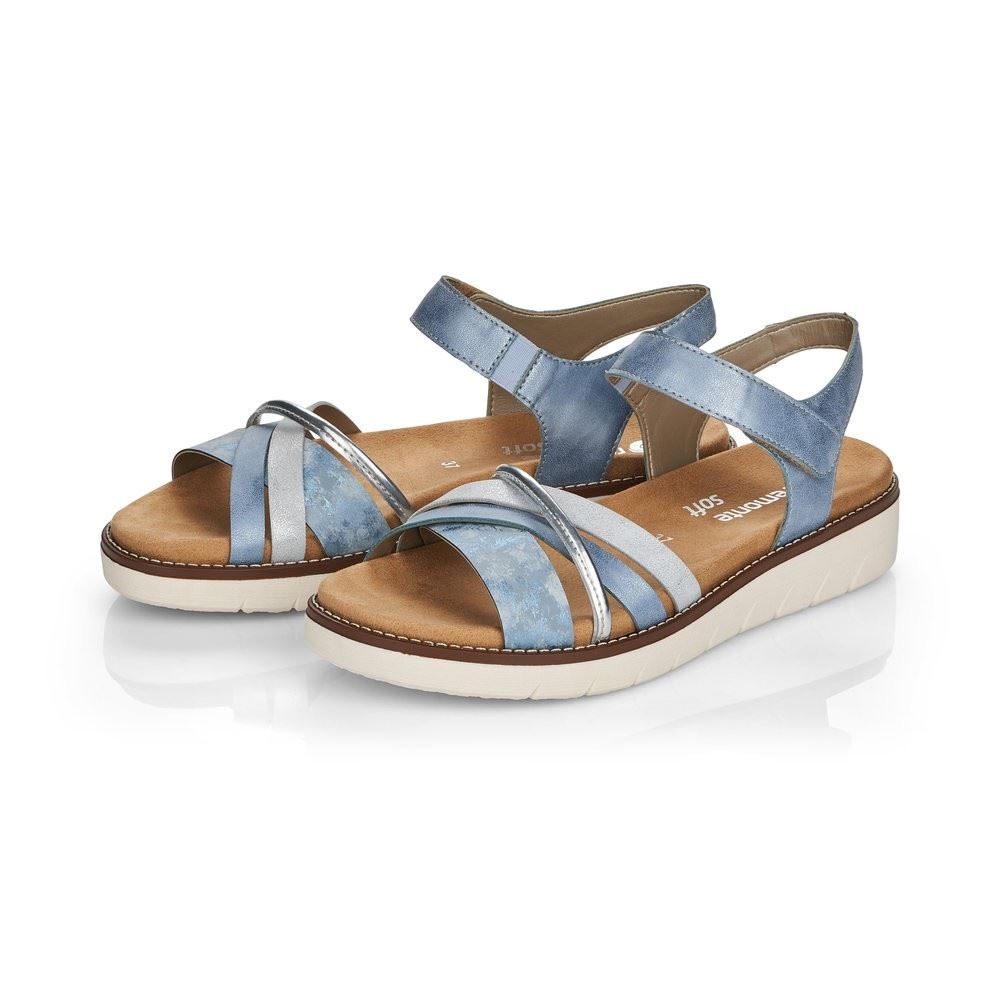 Remonte Sandale Metallic Klettverschluss blau silber D2058-12 40 | heaven/argento/ | F