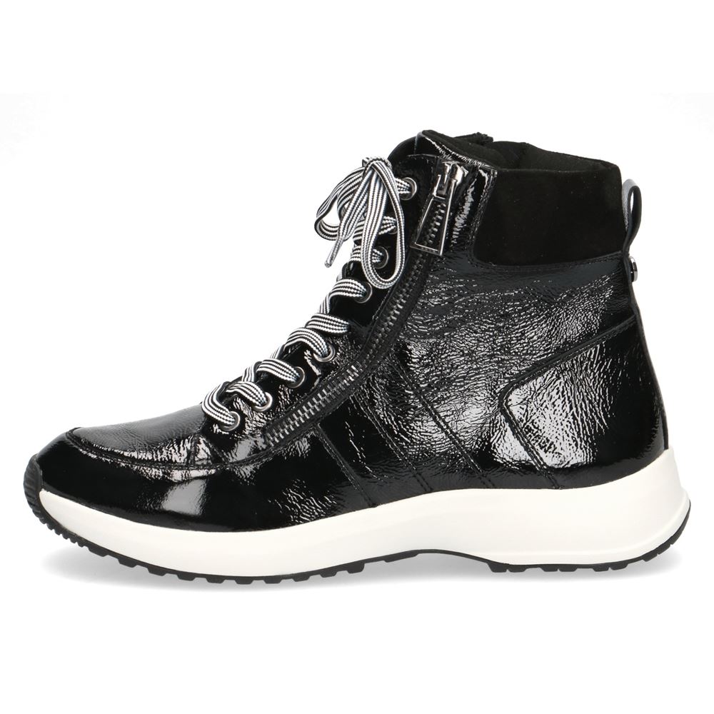 Caprice Schnürboot Sneaker High Top Lackleder schwarz S21 9-9-25204-27 37 | 019 BLACK COMB | 